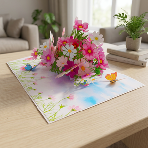 Meilleure Vente : Carte Pop-up 3D Artisanale Fleurs de Cosmos, Design Personnalisé, Artisanat en Papier, Vietnam Hanoï, Cadeaux de Mariage « Mon Amour », Couleur Personnalisée, Qualité Supérieure - Product Image 3