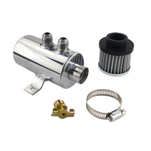 Oil Catch <b>Can</b> 0.75L With <b>Air</b> Filter AN10 Connector For Honda Retrofit Upgrade Metal Silver Black - Product Image 1
