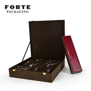 Forte Hi end珠宝包装鳄鱼皮珠宝储物盒大套盒戒指盒