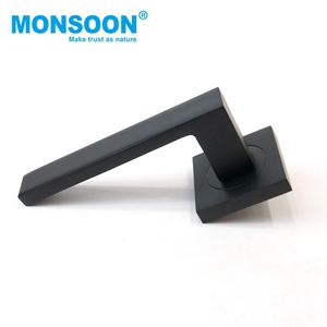 Matt đen vuông hình ống đòn bẩy nội thất bằng gỗ kéo cửa xử lý Tối giản an ninh nhiệm vụ nặng nề Hợp kim kẽm leverset cửa xử lý - Product Image 3