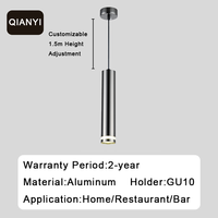 Petit luminaire suspendu en aluminium, boîtier de lampe GU10, tube droit à tête unique, cordon tressé doré créatif, luminaire de salle à manger