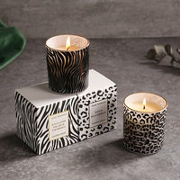 Vente chaude Personnalisé Tigre Imprimer Imprimé Léopard Design Motif Bocal En Verre Cire De Soja Bougies Parfumées Maison De Luxe Déc