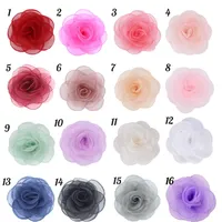 Chine bonnes conceptions de têtes de fleurs de broches et épingles de créateurs de fleurs en ruban organza roses en mousseline de soie pour le bricolage