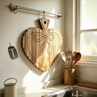Bamboe kaasplank mes vork set met kantversiering, vaatwasserbestendig - Moederdag/Valentijnsdag cadeaudoos voor het snijden van fruit en groenten