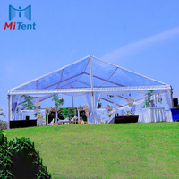 Tente de réception transparente 12x30 décorée pour mariage avec PVC transparent pour fête en plein air