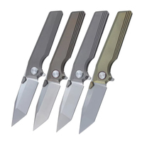 Couteau de poche Meiji à lame en alliage de titane S35V haute dureté, pliable, 7,6 cm, bord dentelé, pour la survie, le camping et la chasse