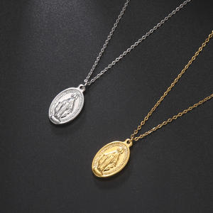 Collier avec pendentif médaille <span class=keywords><strong>de</strong></span> <span class=keywords><strong>la</strong></span> Vierge <span class=keywords><strong>de</strong></span> Guadalupe en acier inoxydable plaqué or 18 carats, bijoux chrétiens catholiques - Product Image 5