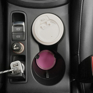 Car Rhinestone Cup Mat Round Soft Rubber Universal Non Slip Front Seat <b>Interior</b> <b>Accessory</b> Black PVC - Product Image 4
