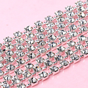 Cadena de Diamantes de Imitación con Base Cuadrada Plateada/Dorada de 2-8mm, Accesorio Decorativo DIY - Product Image 4