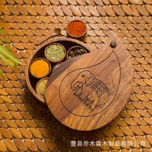 Wooden Spice <b>Box</b> With Lid And Compartments For Spices And <b>Herbs</b> Desktop Storage Container Qms1027 - Product Image 1