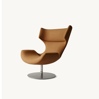 Moderner Luxus-Drehsessel mit Hoher Rückenlehne, Kamelbrauner Stoff, Umweltfreundlich, Langlebig, Bequem Gepolstert, Einzelsofa mit Metallbeinen für Schlafzimmer
