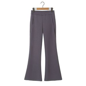 Pantalones Runqi Flare N8777 Talla Grande para Mujer, Cintura Alta, Negro Gris, Otoño Invierno, Grosor Medio, Elásticos, Adulto - Product Image 5
