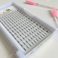 Extensions de cils en éventail préfabriquées à longue tige, volume intense, fibres PBT coréennes, 12 rangées, emballage personnalisé