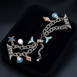 <span class=keywords><strong>Bracelet</strong></span> de remplacement pour <span class=keywords><strong>Apple</strong></span> <span class=keywords><strong>Watch</strong></span> toutes générations, en acier inoxydable, avec pendentif, réglable, style bijou - Product Image 4