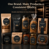 Autocollant de boulangerie personnalisé avec logo de marque imprimé, holographique, résistant à l'huile, pour sceller le pain, les gâteaux, les sandwichs, bande adhésive longue en papier couché