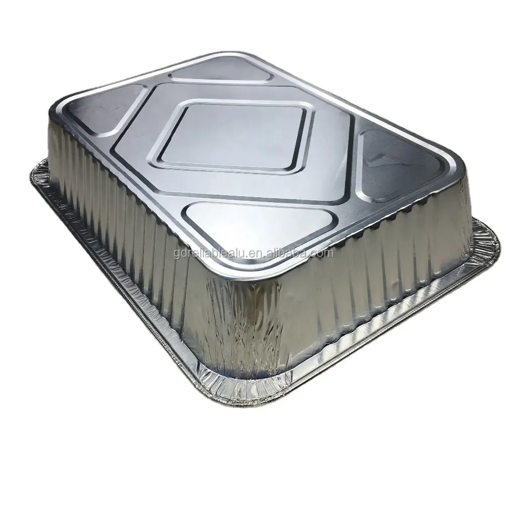 370*270*70mm heavy duty rectangle aluminum foil container 5000cc disposable aluminium foil tray tray with lid for food pack