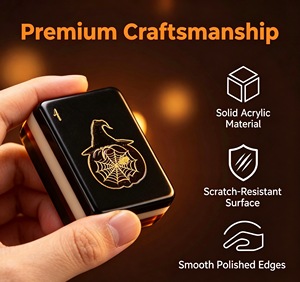 Set di Tessere Mahjong per Halloween, 160 Pezzi Bifacciali, Faccia Scura con Retro a Ragnatela Dorata, in Acrilico, Portatile, per Intrattenimento, OEM - Product Image 3