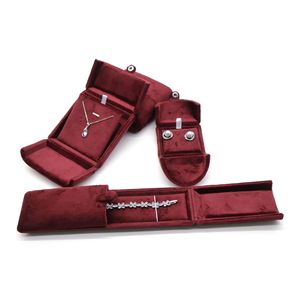 Red <b>Velvet</b> Luxurious Rectangular <b>Jewelry</b> Packaging <b>Box</b> for Rings Bracelets Pendants Anti-Oxidation Portable Wedding Gift <b>Box</b> - Product Image 2