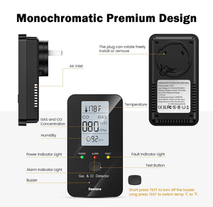 <span class=keywords><strong>Detector</strong></span> <span class=keywords><strong>de</strong></span> Gas y <span class=keywords><strong>Monóxido</strong></span> <span class=keywords><strong>de</strong></span> <span class=keywords><strong>Carbono</strong></span> 4 en 1 con Monitoreo <span class=keywords><strong>de</strong></span> Temperatura y Humedad, Alarma <span class=keywords><strong>de</strong></span> CO y Metano Enchufable, Compatible con OEM/ODM - Product Image 6