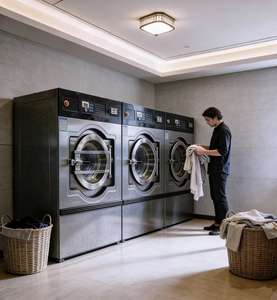 Laveuse-essoreuse électrique entièrement automatique en acier inoxydable de qualité <span class=keywords><strong>commerciale</strong></span>, 35 kg, 50 kg, 70 kg, 100 kg, vente directe usine, libre-service - Product Image 1