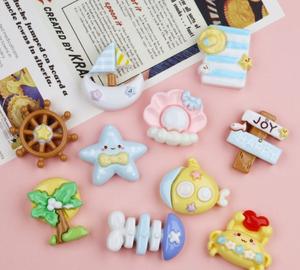 오션 시리즈 레진 공예품 코코넛 나무 보트 게 불가사리 물고기 뼈 장식품 물컵 패치 휴대폰 케이스 및 장식용 - Product Image 3