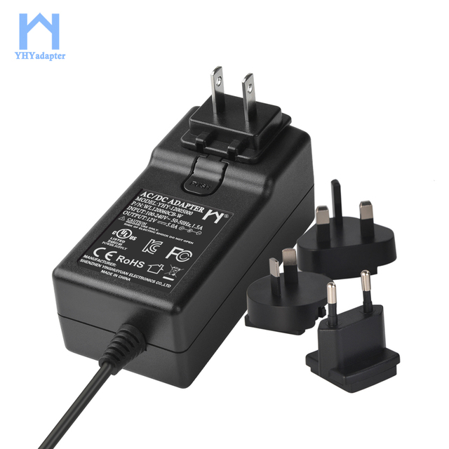 12V Single Output Industrial Use AC to DC Converter Adapter 60W 5A SMPS Trafo for Listed Power Supply with AC Plug