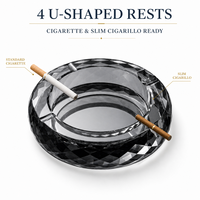 Cendrier en cristal rond taillé en diamant, 4 repose-cendres, logo personnalisé gravé, 15cm 18cm 20cm, cadeau d'hôtel, vente en gros, OEM