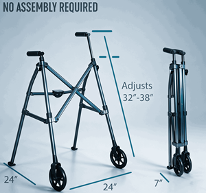 Andador Plegable con Rueda Delantera, Altura Ajustable, Antideslizante, Ayuda para la Movilidad de Personas Mayores, Soporte para Caminar en Interiores - Product Image 3