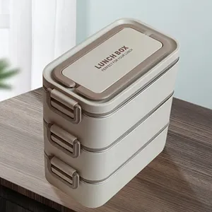 FTS带隔断的tiffin盒韩国热食品塑料绝缘不锈钢最佳便当午餐盒