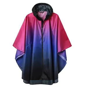 Imperméable pliable dégradé violet-noir avec capuche Poncho de pluie de haute qualité imperméable Zhejiang imperméable