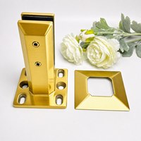 Support en verre doré brossé en acier inoxydable 304 à fente verticale avec anneau de couverture pour garde-corps en verre de maison de vente aux enchères, couvercle pyramidal