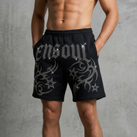 Shorts en jean baggy pour hommes avec strass, style streetwear, délavage vintage, personnalisables, fabrication de denim vierge pour marque privée