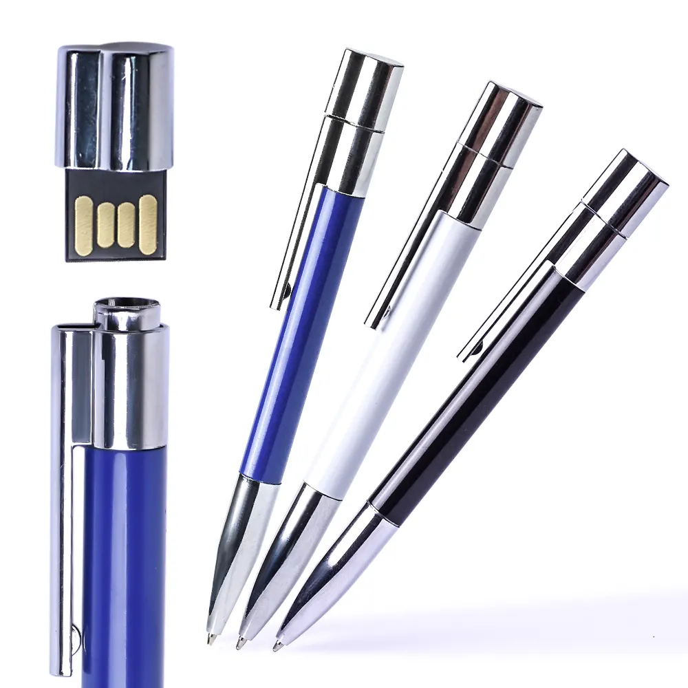 Office Gift Pen Shape mini Usb2.0 3.0 Metal Memory Stick 16gb 32gb 64gb flash disk Laser cles Usb Pen drive