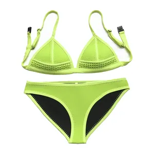 Newest Fashion Sexy 2 Piece Swimwear Neoprene Fabric Swimsuit Mature Women String Bikinis Sets