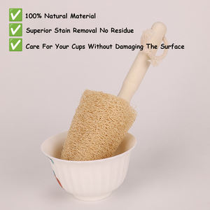 Brosse à bouteille en éponge naturelle de loofah avec manche en bois, pour la vaisselle de cuisine et les articles de toilette - Product Image 4
