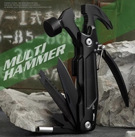 Marteau de qualité bricolage à poignée en aluminium multi-outils en acier inoxydable noir 17 en 1 pour briser la fenêtre Utilisation polyvalente pour les machinistes