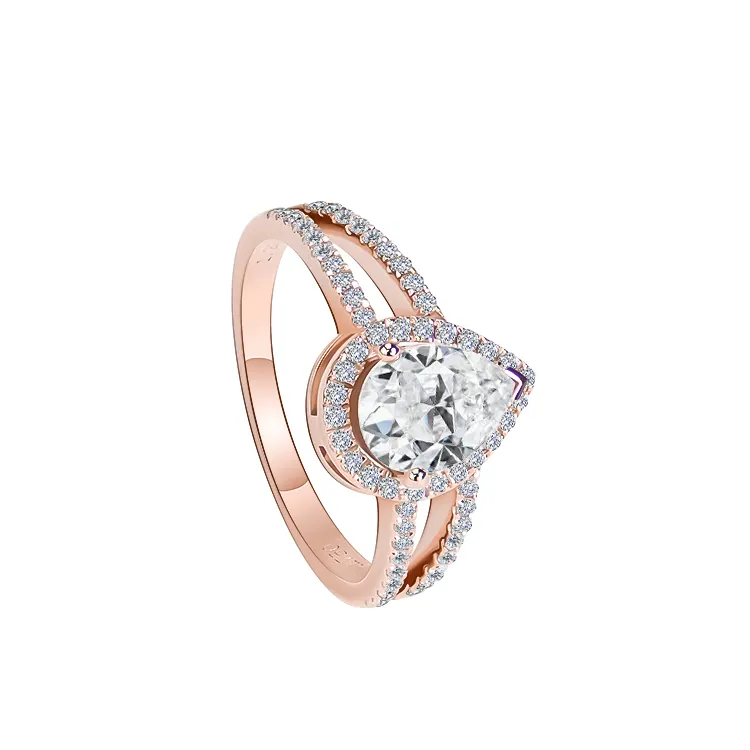 Xingyue Jewelry Hola Pear-shaped 18K Rose Gold Ring Engagement Wedding Moissanite Ring For Women