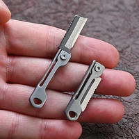 Couteau pliant en acier inoxydable avec pendentif porte-clés à tête carrée, 1 pièce