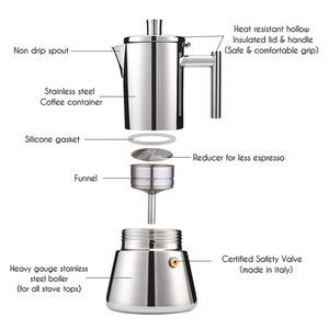 <span class=keywords><strong>Cafetera</strong></span> Moka de Inducción de <span class=keywords><strong>4</strong></span> <span class=keywords><strong>Tazas</strong></span> y 6.8 oz, <span class=keywords><strong>Cafetera</strong></span> Espresso para Estufa, <span class=keywords><strong>Cafetera</strong></span> <span class=keywords><strong>Italiana</strong></span> de Acero Inoxidable, <span class=keywords><strong>Cafetera</strong></span> Mocha - Product Image 3