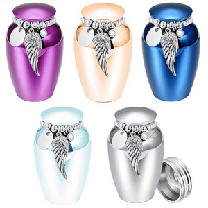 Mini Urnas de Metal para Cremación con Adorno de Alas de Ángel en Morado, Rosa, Azul, Plateado y Verde Azulado para Regalo de Condolencias - Product Image 2