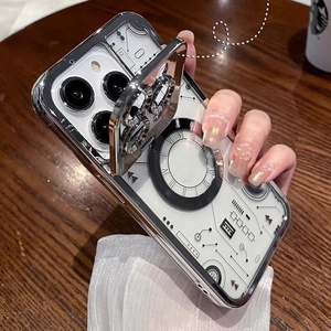 Custodia di lusso custodia magnetica <span class=keywords><strong>iPhone</strong></span> 15 <span class=keywords><strong>Pro</strong></span> Max <span class=keywords><strong>14</strong></span> 13 TPU custodia per telefono trasparente modello di percorso porta lenti - Product Image 1