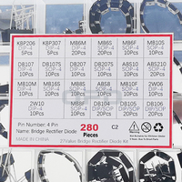 Kit d'assortiment de diodes redresseuses en pont 23 valeurs 280 pièces, 4 broches DIP/SOP, Série KBP/MB/DB/ABS/2W