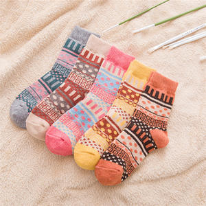 Automne hiver femmes épaissi lapin laine équipage chaussettes maison confortable chaud respirant antibactérien Dot Design Style National - Product Image 1