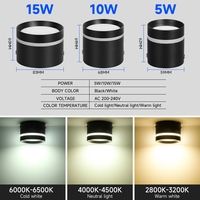 Downlight LED COB de Superficie Sin Marco, Simple, de 5W, 10W, 15W, con Diseño Ajustable
