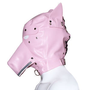 Masque de jeu de rôle SM Sexy Loup en cuir PU avec accessoires métalliques, rose, rouge, noir, étanche, pour adultes, hommes et femmes, pour bal masqué - Product Image 3