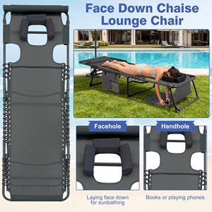 <b>Face</b> Down Chaise Lounge Chair 5 Position Adjustable Foldable <b>Tanning</b> Chair With <b>Face</b> And Arm Holes Outdoor Recliner - Product Image 5
