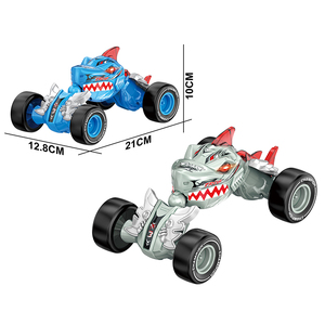 Ensemble de voitures jouets 2 pièces de haute qualité pour enfants Design dinosaure et requin Lumières et sons alimentés par inertie Transformation Crash en plastique - Product Image 5