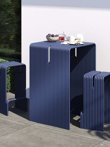 Duurzame, waterdichte, opvouwbare bamboe tafel- en stoelenset voor 4 personen, met ijzeren frame, voor gebruik in de tuin en op het terras - Product Image 2