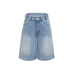 Shorts en <span class=keywords><strong>jean</strong></span> bleu clair vintage pour femmes, taille haute, coupe ample, mode estivale, vêtements décontractés - Product Image 4