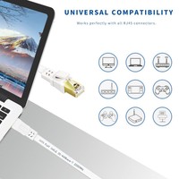 Blanco SFTP chapado en oro RJ45 40Gbps 2000Mhz Patch Cord Flat Cat8 Ethernet Cable para MÓDEM/ENRUTADOR/juegos